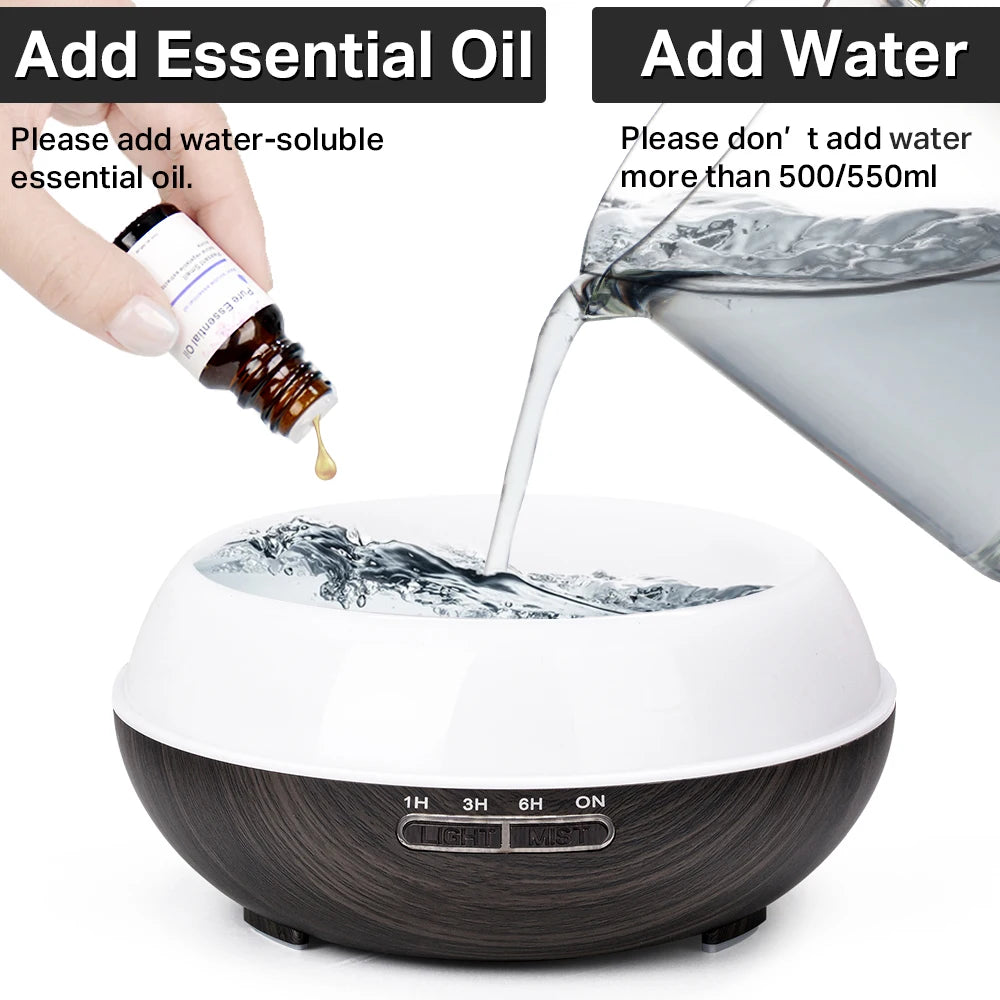 Wood Grain Ultrasonic Humidifier & Essential Oil Diffuser