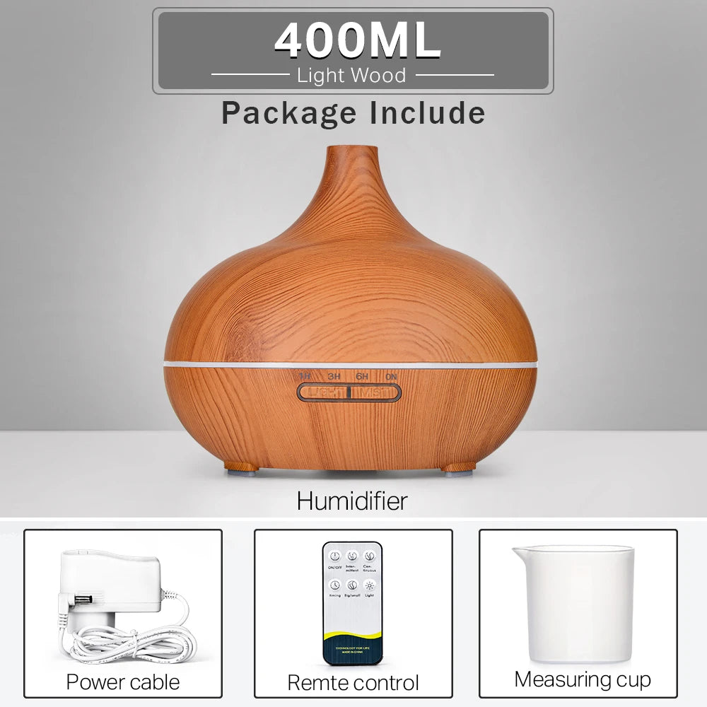 Wood Grain Ultrasonic Humidifier & Essential Oil Diffuser