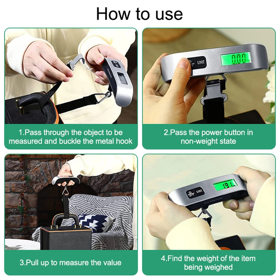 Portable 100lb Digital Hanging Scale with LCD Display – Travel & Luggage Weight Checker