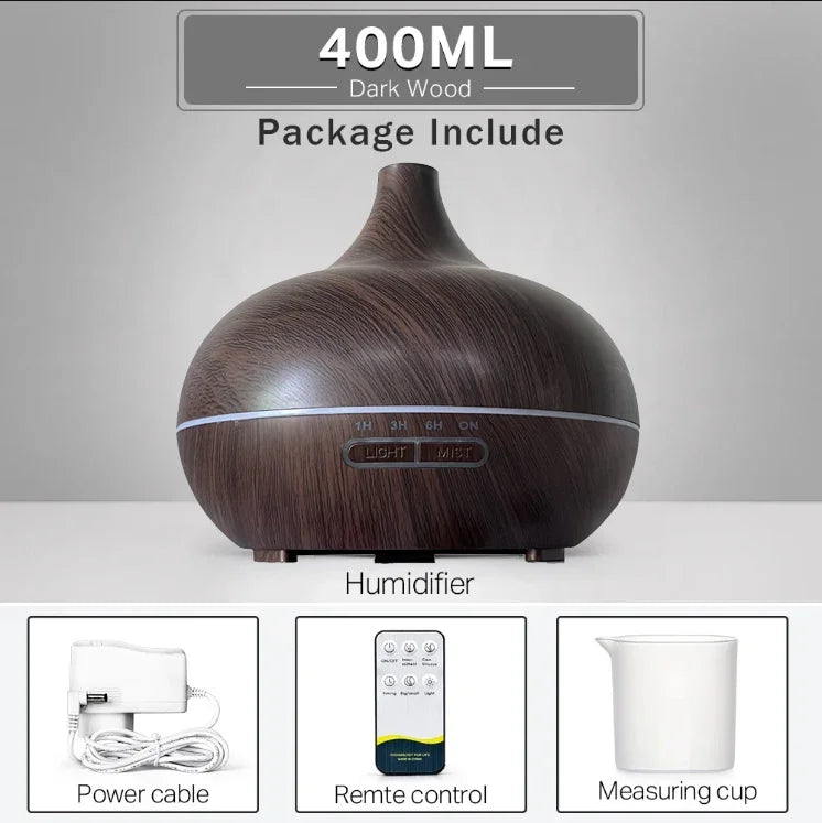 Wood Grain Ultrasonic Humidifier & Essential Oil Diffuser